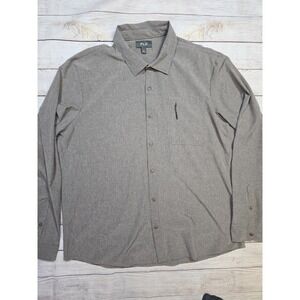 FLX Dynamic Stretch Lightweight Men's Button Down‎ Shirt Brown Size XXL